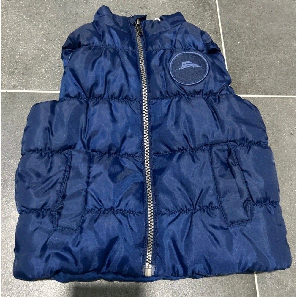 Tommy Bahama Blue Full Zip Puffer Vest 12M Unisex Kids Nylon Logo